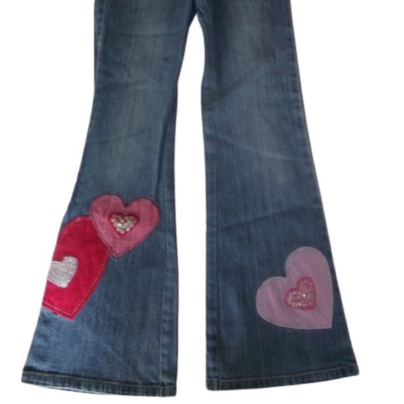 VALENTINTE's DAY Vintage Gap Flared Jeans w Hearts Girl Size 8 - Picture 1 of 2